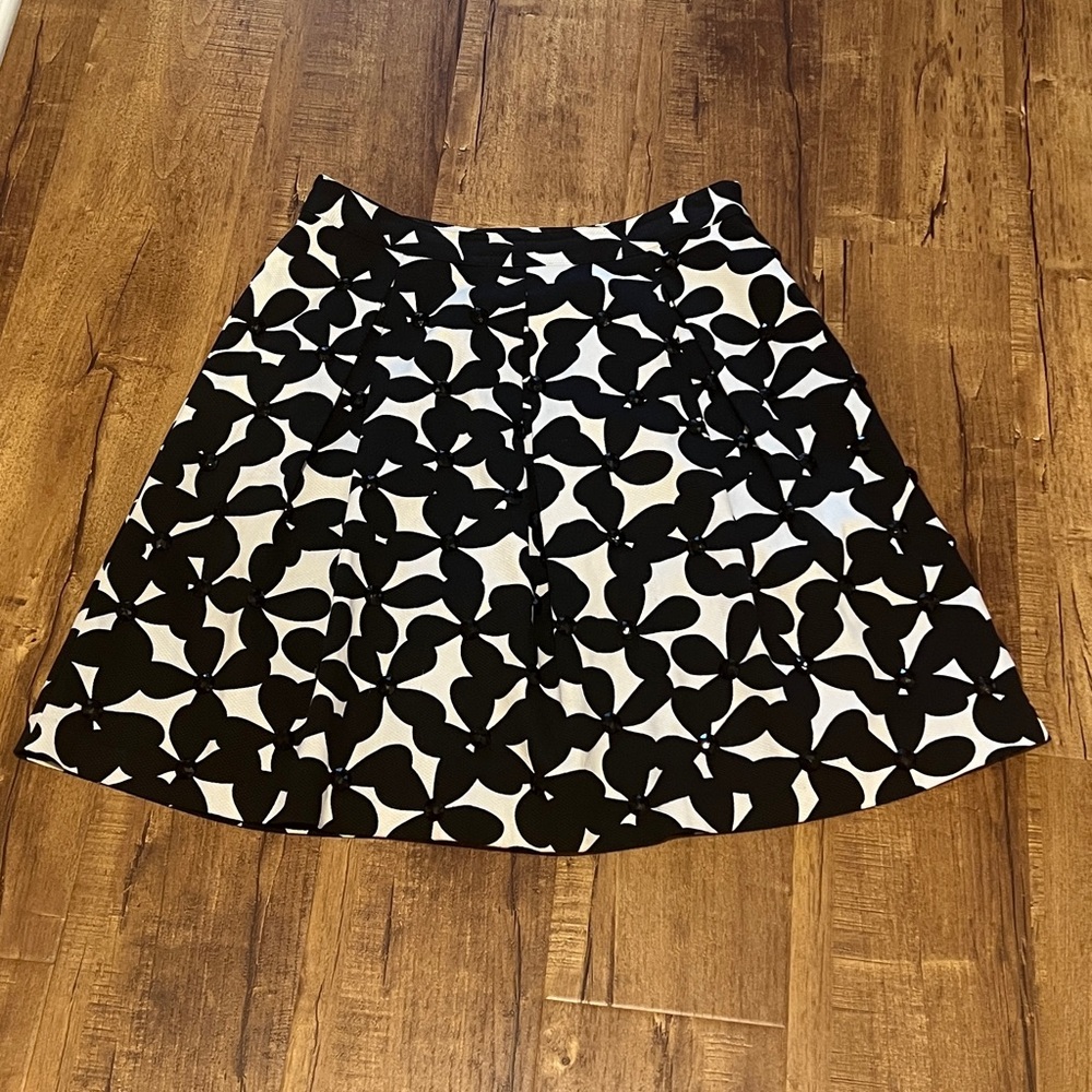 INC International Concepts Black and White Knee-Length A-Line Skirt.